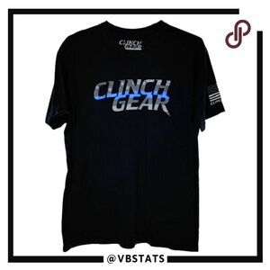 Clinch Gear Men's Thin Blue Line Stacked Crew Short Sleeve T-Shirt Black Size XL